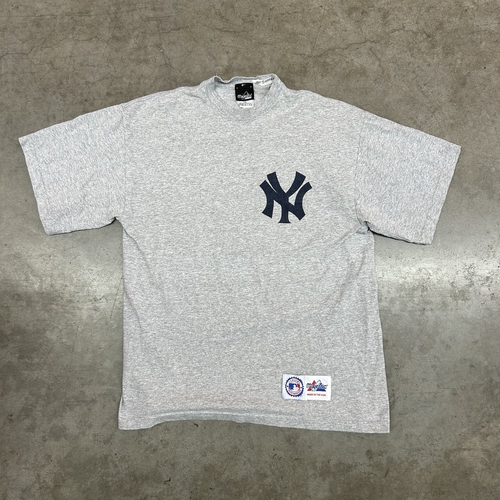 VTG New York Yankees Derek Jeter 2 Majestic T Shirt Grey MLB Mens XL